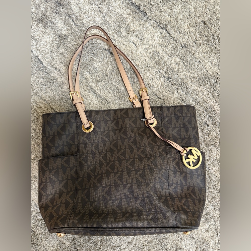 Michael Kors Brown Structured Tote Bag